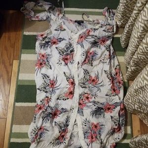 Flower print maxi shirt